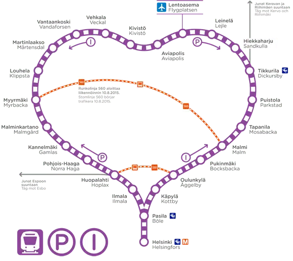 Mapa tren de Helsinki