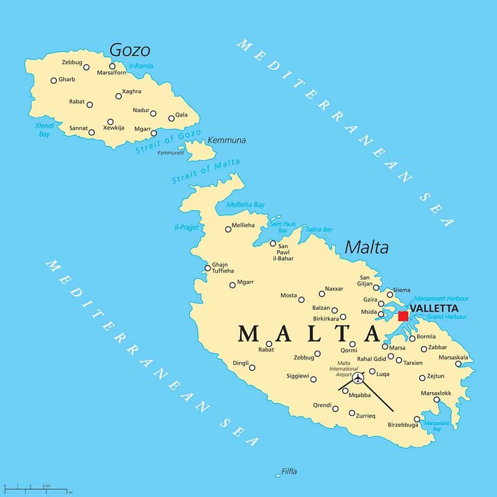 mapa de las islas de malta